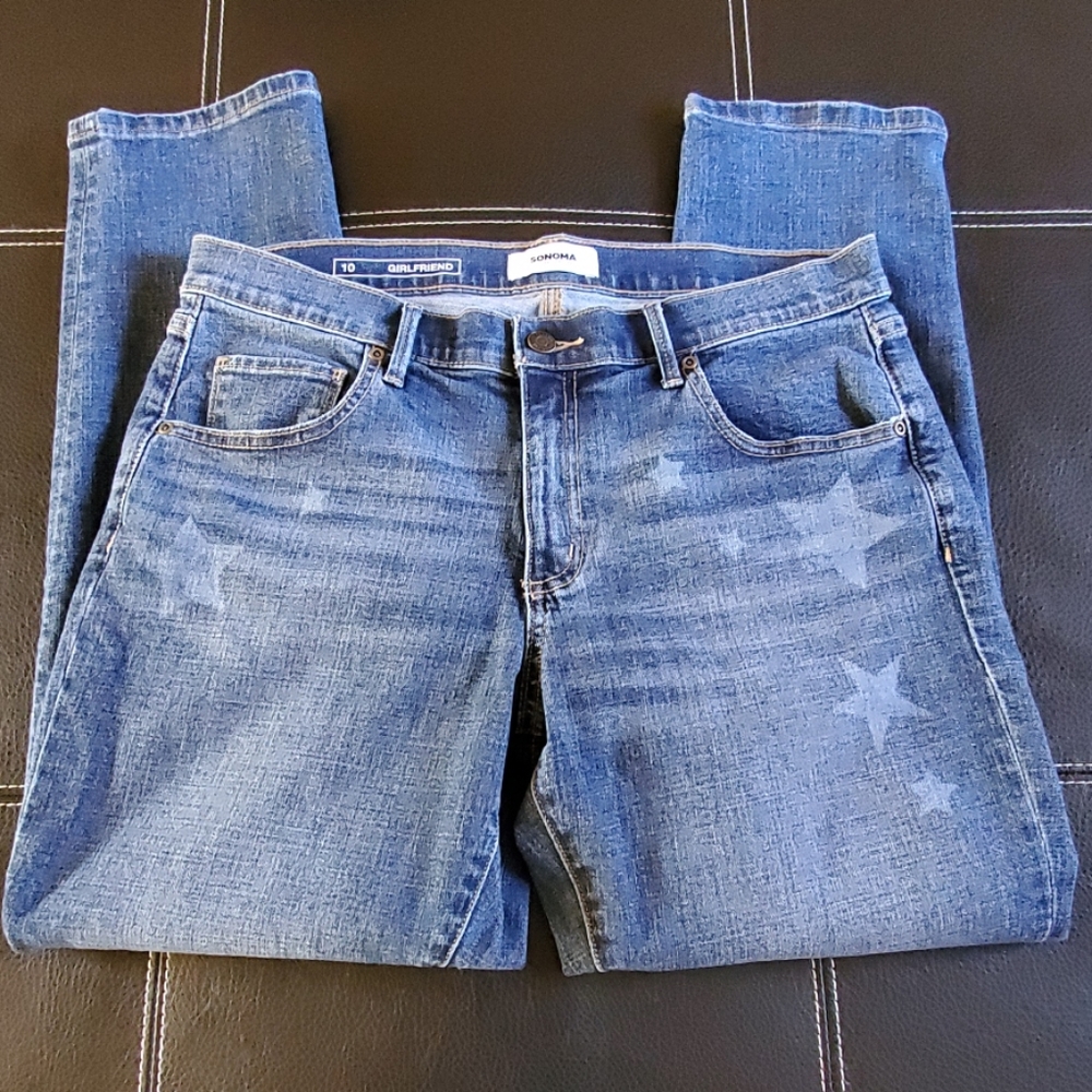 Sanoma Girlfriend fit stretch Jeans with star prin